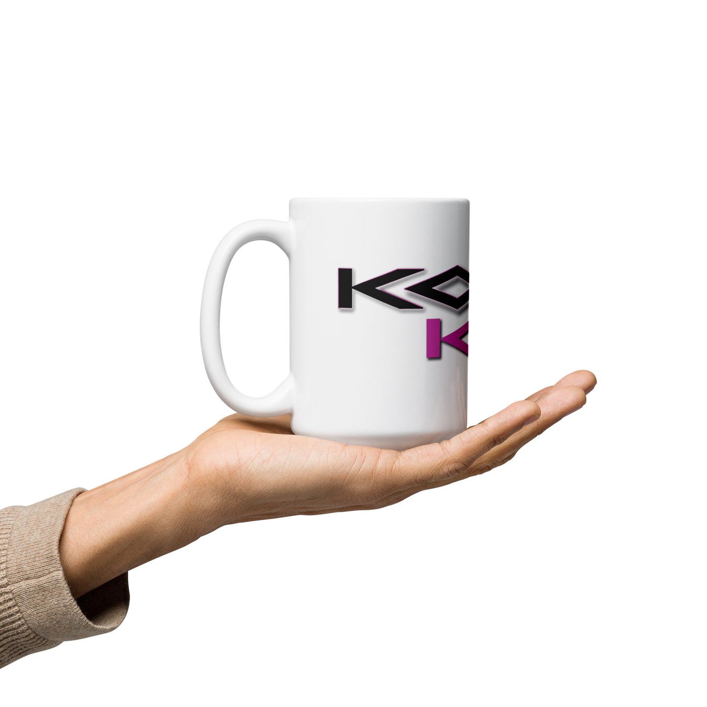 Taza Kon Kan blanca brillante (logotipo Move To Move)