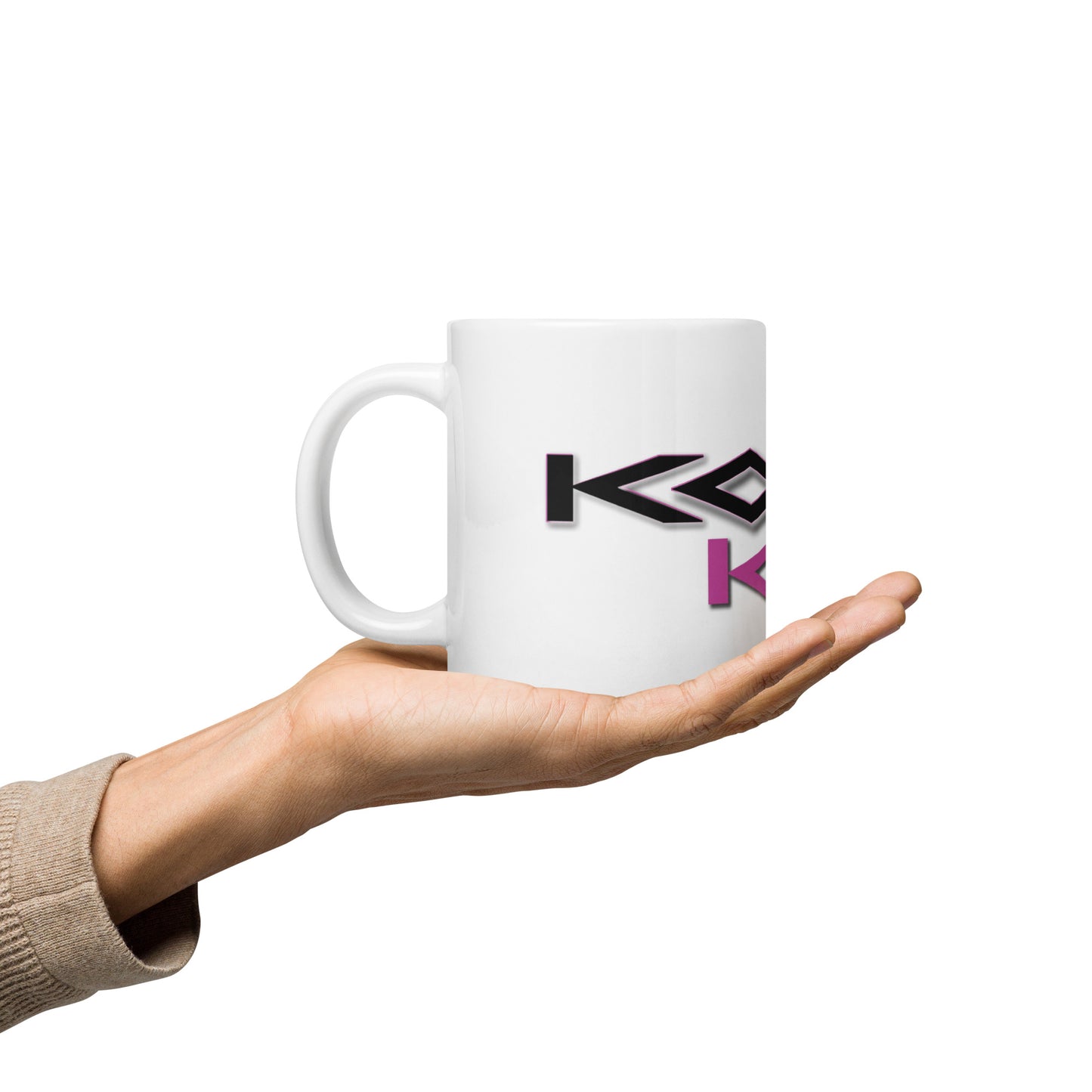 Taza Kon Kan blanca brillante (logotipo Move To Move)